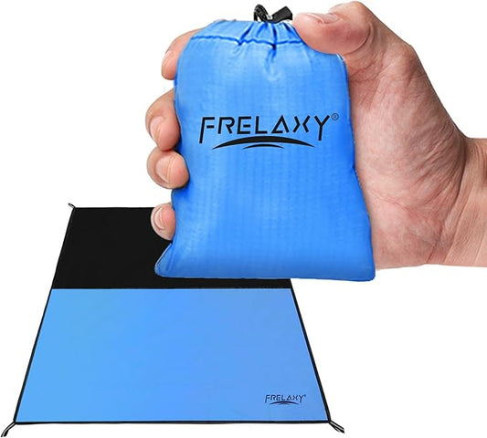 Frelaxy Pocket Picnic Blanket, Waterproof Sandproof Beach Mat, Compact Camping Tarp for Festivals