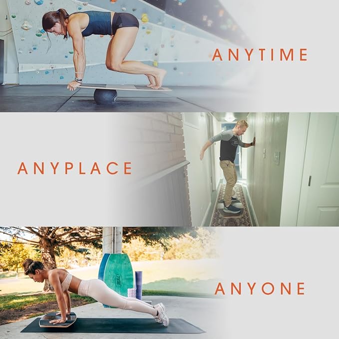 The Skill Board - Wooden Balance Board for Adults - Wobble Board for All Sports, Gym, Standing Desk, or Yard Games - Balance Trainer, Fitness Ball, Ball Pump, Grip Tape