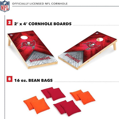 NFL Football 2' x 4' Regulation Size Solid Wood Cornhole Set with Direct Print HD Team Graphics Great Gift for Any Football Fan! Bean Bag Toss Family Outdoor Game