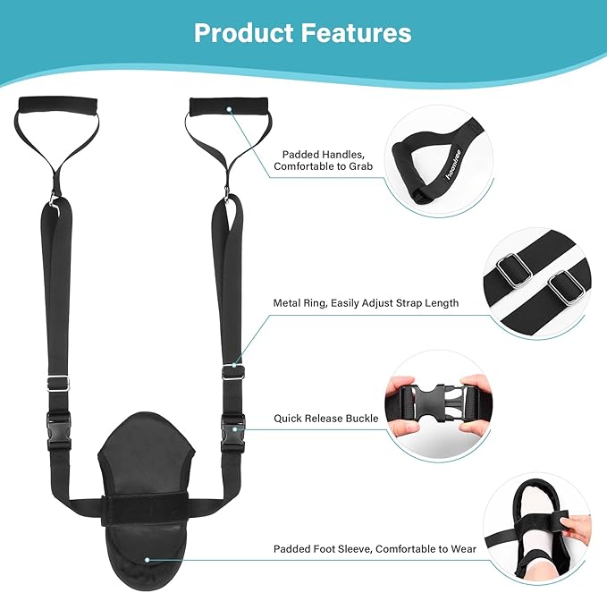 Knee Replacement Recovery Aids,Knee Surgery Recovery Equipment with Padded Handle and Foot Sleeve,Heel Slides Physical Therapy Equipment Speed Hip Recovery,Increase Range of Motion and Relieve Pain