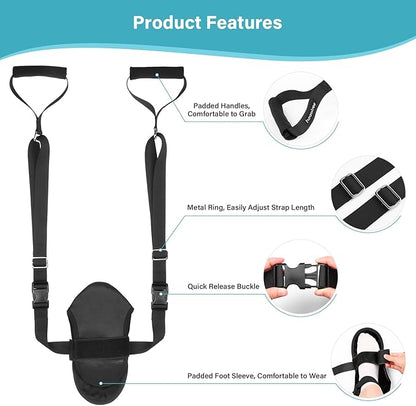 Knee Replacement Recovery Aids,Knee Surgery Recovery Equipment with Padded Handle and Foot Sleeve,Heel Slides Physical Therapy Equipment Speed Hip Recovery,Increase Range of Motion and Relieve Pain