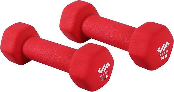 JFIT Dumbbell Pairs or Sets – Neoprene & Vinyl Coated Hand Weights for Home Gym, Strength Training, Aerobics, Cardio Exercise and Fitness