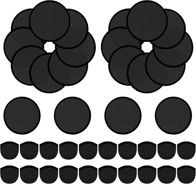 20PCS Foldable Flying Disc Fans with Bags, 9.8'' DIY Handheld Black Egde Fabric Folding Fan for Outdoor Game Activities Birthday Party Favors Gifts, Black