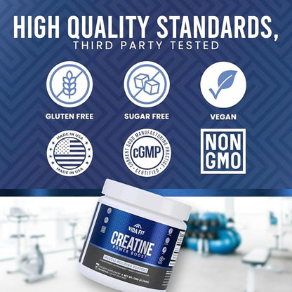 Micronized Creatine Monohydrate Powder, Vegan Creatine Powder Unflavoured, Supplements for Men, Pure Workout Essentials for Women, NSF Certified (150g) (5g Per Serv) (30 Servings) - Vida Fit