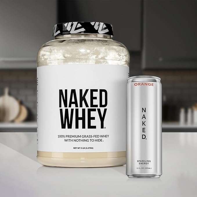 NAKED Vanilla Whey Protein Powder - All Natural Grass Fed Whey Protein Powder, Vanilla Flavor, Organic Coconut Sugar, 5Lb Bulk, GMO-Free, Soy Free, Gluten Free - 61 Servings