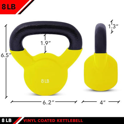 JFIT Kettlebell Weights Vinyl Coated Iron - 12 Size Options, 5lbs-50lbs - Coated for Floor and Equipment Protection, Noise Reduction, Ballistic, Core, Weight Training