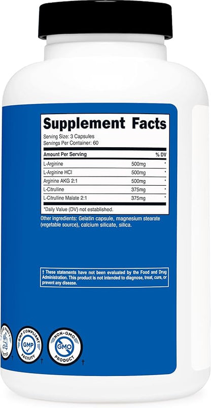 Nutricost Nitric Oxide Booster 2250mg, 180 Capsules - 750mg Per Casule, 60 Servings - Gluten Free and Non-GMO