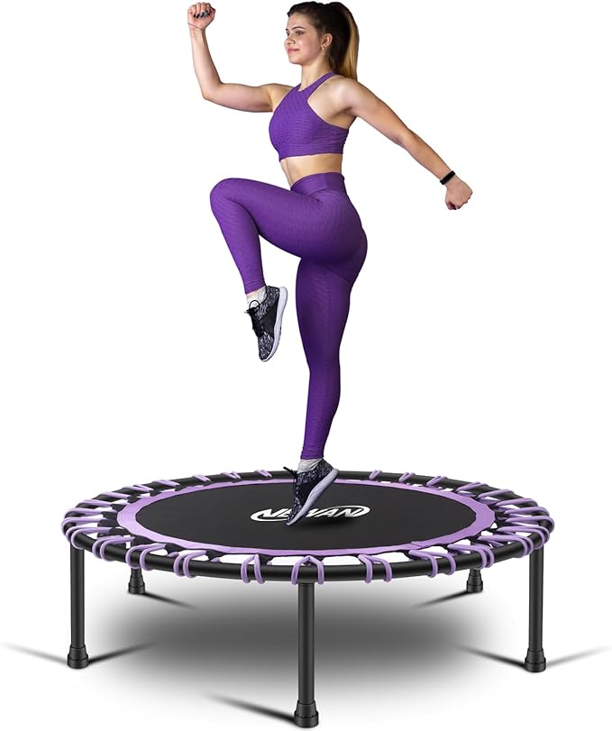 Newan 40"-48" Silent Mini Trampoline Fitness Trampoline Bungee Rebounder Jumping Cardio Trainer Workout for Adults-Max Limit 330lbs