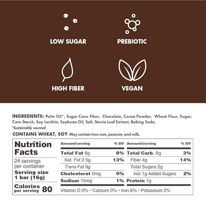 Crispy Dunes Vegan Dark Chocolate Wafer Sticks ??Low-Calorie Snack with Dark Chocolate Cream Filling, 90 Calories, Non-GMO, Prebiotic Fiber - 12 Pack