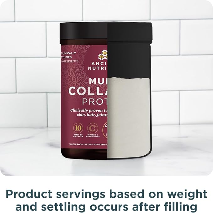 Ancient Nutrition Collagen Powder Protein with Probiotics, Unflavored Multi Collagen Protein with Vitamin C, 45 Servings, Hydrolyzed Collagen Peptides Supports Skin and Nails, Gut Health, 16oz