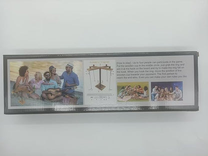 Hook Toss Game, Ring Toss Game, Handmade Wooden Ladder, Throwing Hook and Ring Battle Game for Family