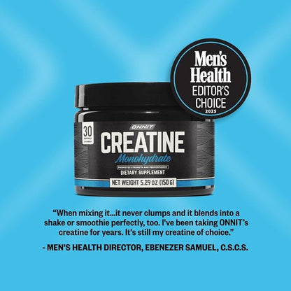 ONNIT Creatine Monohydrate Powder – 5g Premium Creatine for Muscle Strength, Power & Lean Mass, Supports Brain Health & Cellular Energy, Unflavored, 30 Servings, 5.29 oz