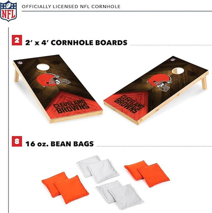 NFL Football 2' x 4' Regulation Size Solid Wood Cornhole Set with Direct Print HD Team Graphics Great Gift for Any Football Fan! Bean Bag Toss Family Outdoor Game