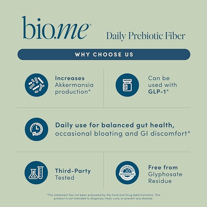 Daily Prebiotic Fiber Powder Unflavored - 7g Per Serving - Soluble & Insoluble Fiber Supplement Powder for Women & Men - Digestive Health & Gut Health - GLP-1 Friendly, Sugar Free - 30 Servings