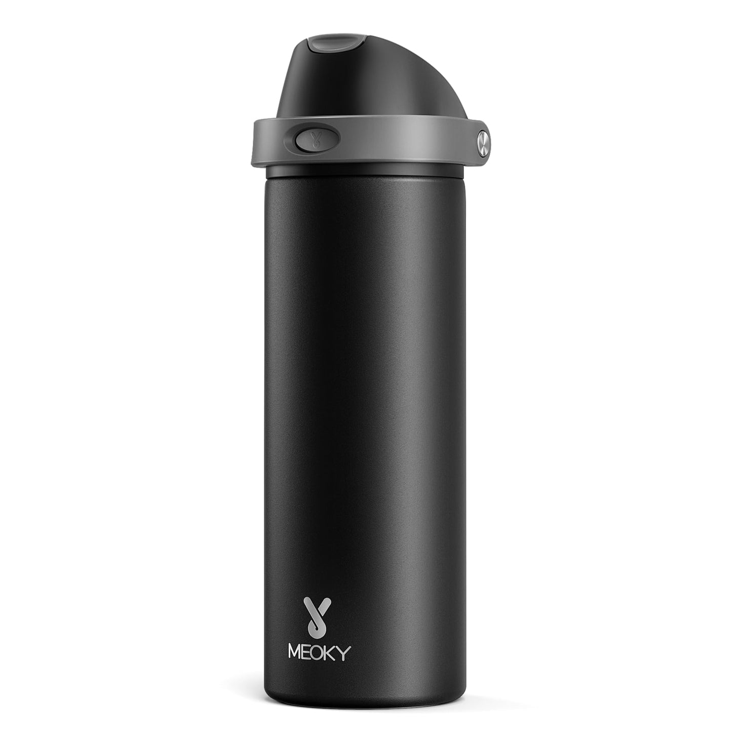 24 oz Insulated Water Bottle for Sports: Meoky Stainless Steel Water Bottle with 2-in-1 Straw and