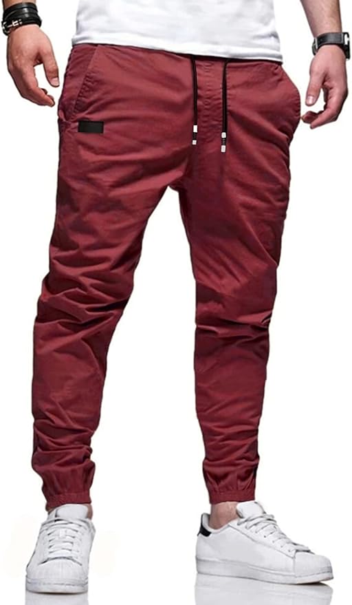 Men Joggers Chino Cargo Pants Hiking Outdoor Recreation Pants Twill Fitness Track Jogging Pants
