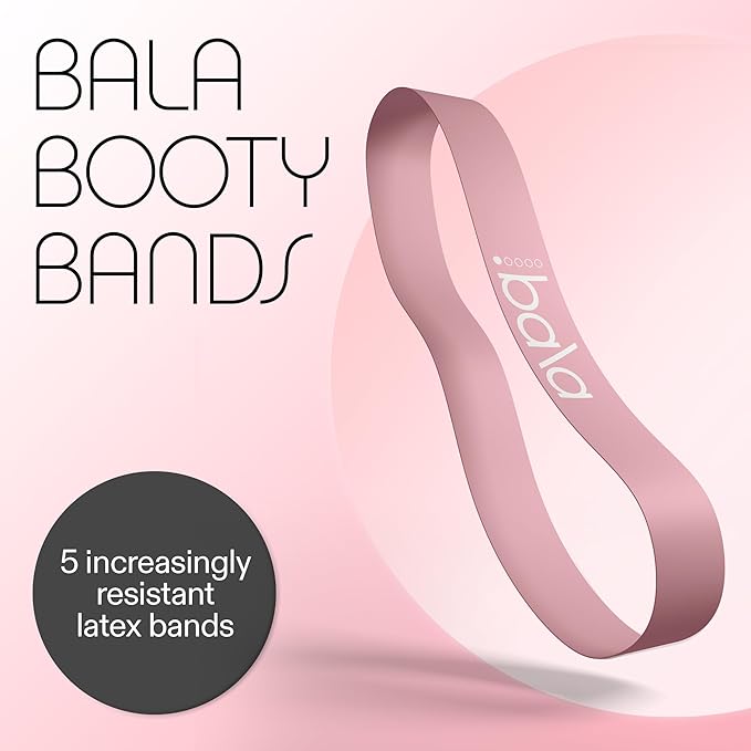 Bala Booty Bands Resistance Bands for Women & Men - Elastic Exercise Bands for Working Out - Wrist, Ankle, Legs & Booty Bands - Workout Resistance Bands for Yoga, Pilates, Strength Training