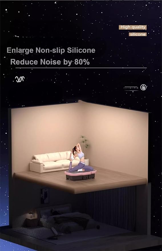 Vibration Plate Exercise Machine, Vibrating Fitness Platform Whole Body Shake Board Workout Equipment Fat Burner Vibrate Stand with Bluetooth Resistance Bands for Women Men Home Sport Gym-Pink