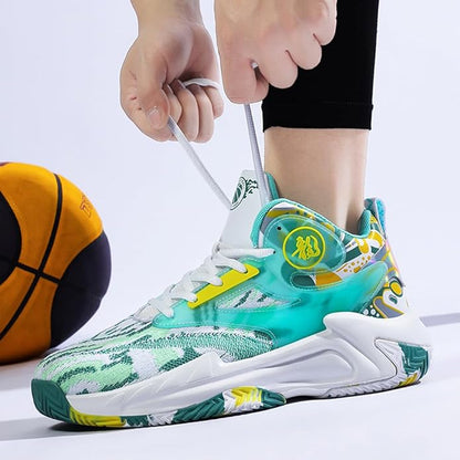 Unisex High Top Lightweight Fly-Weaving Running Jogging Sneakers Basketball Shoes for Youth