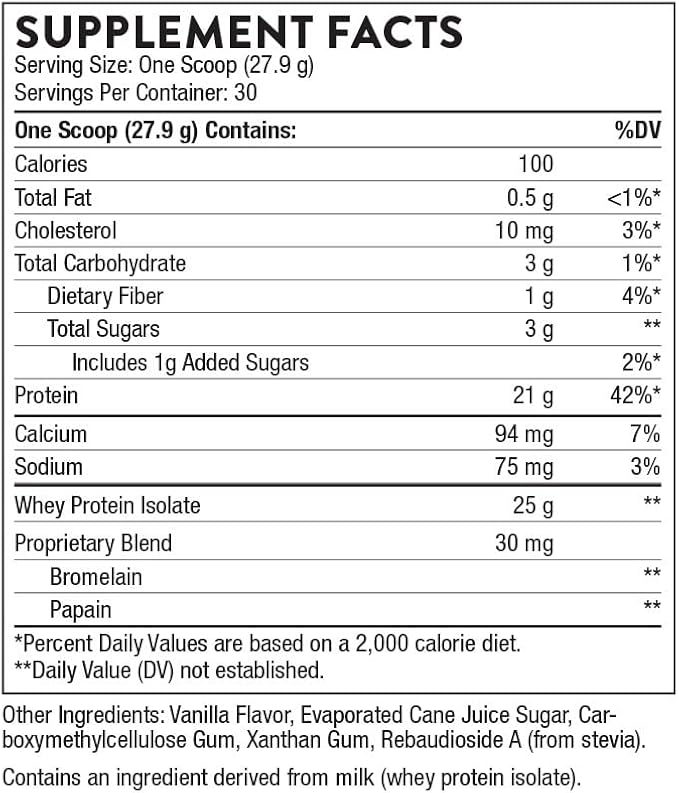 THORNE - Whey Protein Isolate - 21 Grams of Easy-to-Digest Whey Protein Powder - NSF Certified for Sport - Vanilla - 29.5 Ounces - 30 Servings