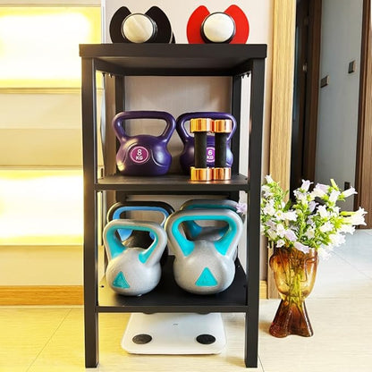 Black Heavy Duty Adjustable Dumbbell Stand - Home Gym Storage Rack with Non-Slip Base, Anti-Tip Safety & Space-Saving Design.