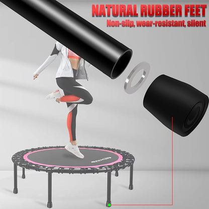Newan 40"-48" Silent Mini Trampoline Fitness Trampoline Bungee Rebounder Jumping Cardio Trainer Workout for Adults-Max Limit 330lbs