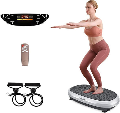 EILISON FitMaxx 3D XL Vibration Plate Exercise Machine - Whole Body Workout Vibration Platform w/Loop Bands - Lymphatic Drainage Machine for Weight Loss, Shaping, Wellness, Recovery