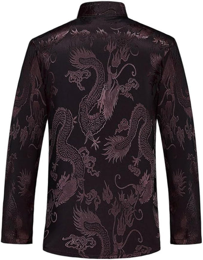 wecotton Tang Suit Men Hanfu Chinese Traditional Clothes Kung Fu Shirt Uniform Long Sleeved Coat Tops and Pants