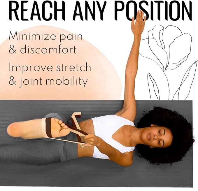 TECEUM Yoga Strap & Mat Strap – 2 IN 1 – Cotton – 6 ft 8 ft 10 ft (30+ colors) – Adjustable Non-Slip Belt for Yoga, Pilates, Stretching, Physical Therapy, Fitness & Home Workout – For Carrying Mats