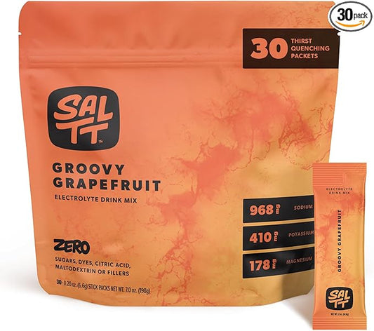 Keto Chow SALTT Electrolytes Powder Packets, Groovy Grapefruit (30 Hydration Packets) - Magnesium
