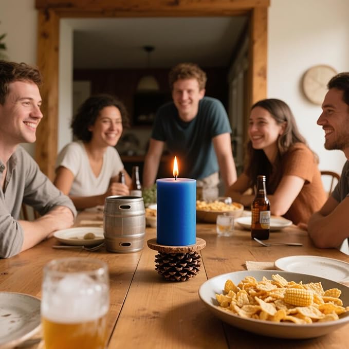 3 Packs Different Size Light Blue Pillar Candles, Unscented Dripless Non-Toxic Smokeless 3x4, 3x6, 3x8 Inch Colored Cylinder Candles for Halloween Wedding, Dinner Table, Party, Power Outage, Emergency