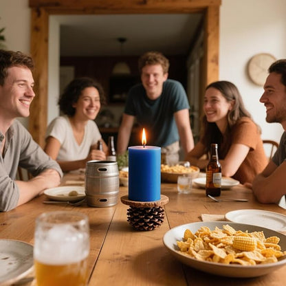 3 Packs Different Size Light Blue Pillar Candles, Unscented Dripless Non-Toxic Smokeless 3x4, 3x6, 3x8 Inch Colored Cylinder Candles for Halloween Wedding, Dinner Table, Party, Power Outage, Emergency