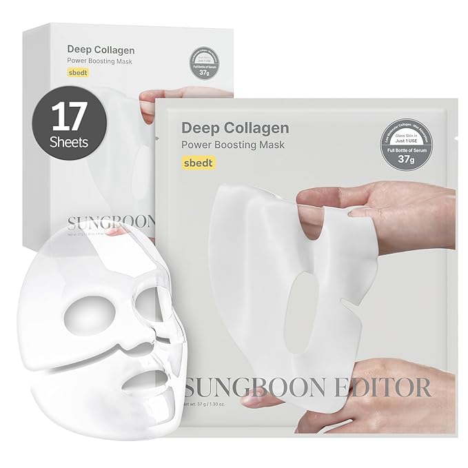 SUNGBOON EDITOR Deep Collagen Overnight mask 37gx17ea | Real Collagen 2,160,000PPB for Elasticity | TikTok Trend Items | Original Hydrating Collagen Face Mask | Korean Skin Care