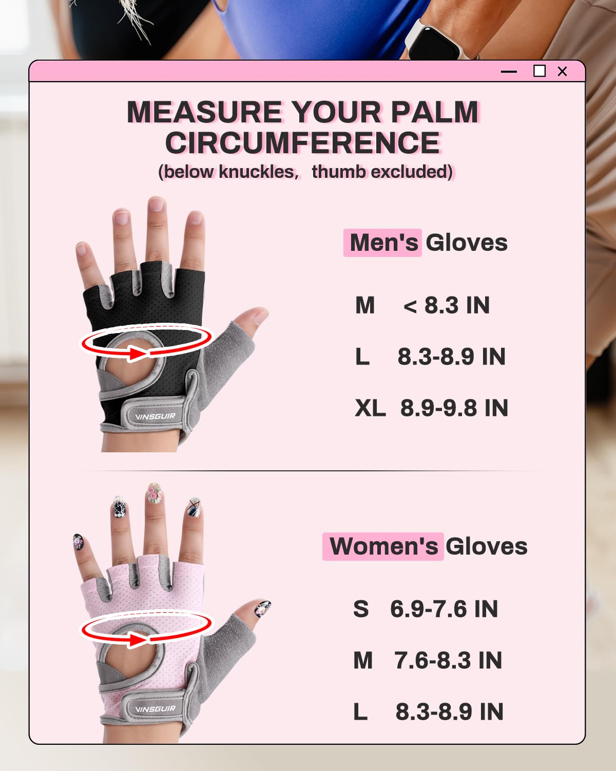 VINSGUIR Workout Gloves for Women and Men, Breathable Weight Lifting Gloves for Gym Exercise