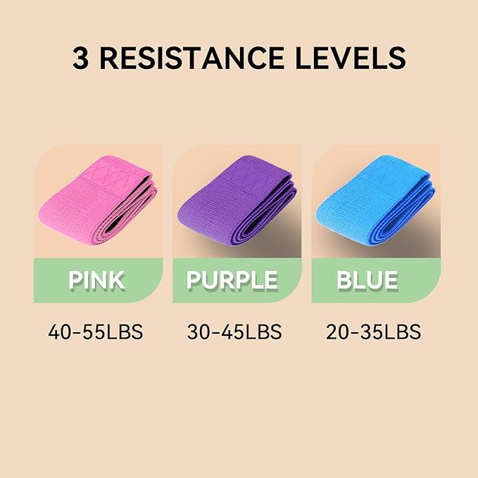 Crush Partner Fabric Resistance Bands - Exercise Workout Bands, 3 Levels Resistance for Legs, Butt, Yoga, Pilates