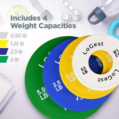 LoGest Olympic Change Weight Plates Set - For Weightlifting, Powerlifting or Gymnastics - 8-Piece Set Fractional Weight Plates - 0.5LB 1.25LB 2.5LB 5LB Pair Cross Training Bumper