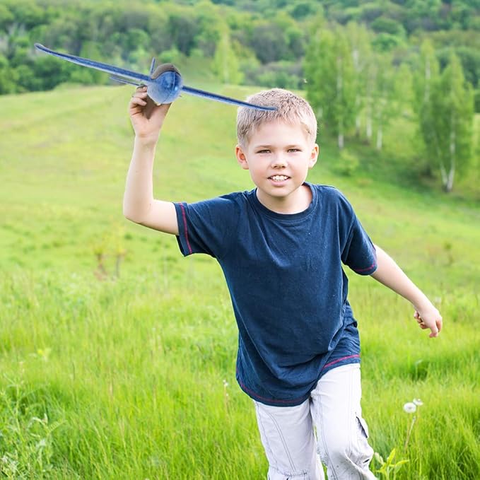 BooTaa 4 Pack Airplane/Flying Toys, 17.5" Large Throwing Foam Plane/Gliders, 2 Flight Mode, Birthday Gifts for Girls Kids 3 4 5 6 7 8 9 10 11 12 Year Old Boys,Outdoor Sport Game Toys