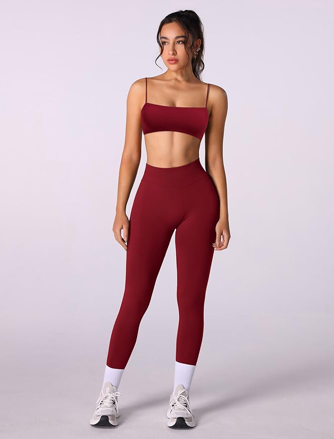 Workout sets for women 2 piece:Spaghetti Straps BacklessTop Bra and High Rise leggings for yoga