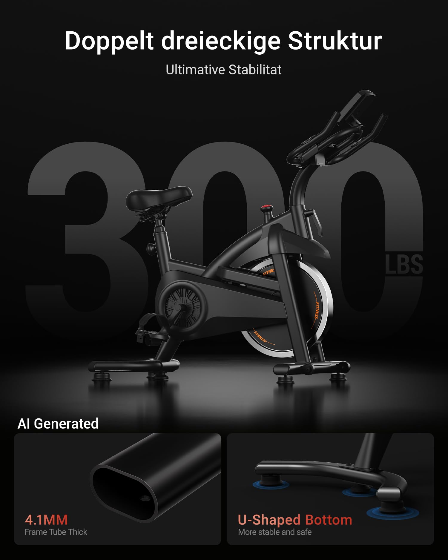 Exercise Bike,Brake Pad Stationary Bike for Home with 0-100 Resistance & App, Silent Belt Drive