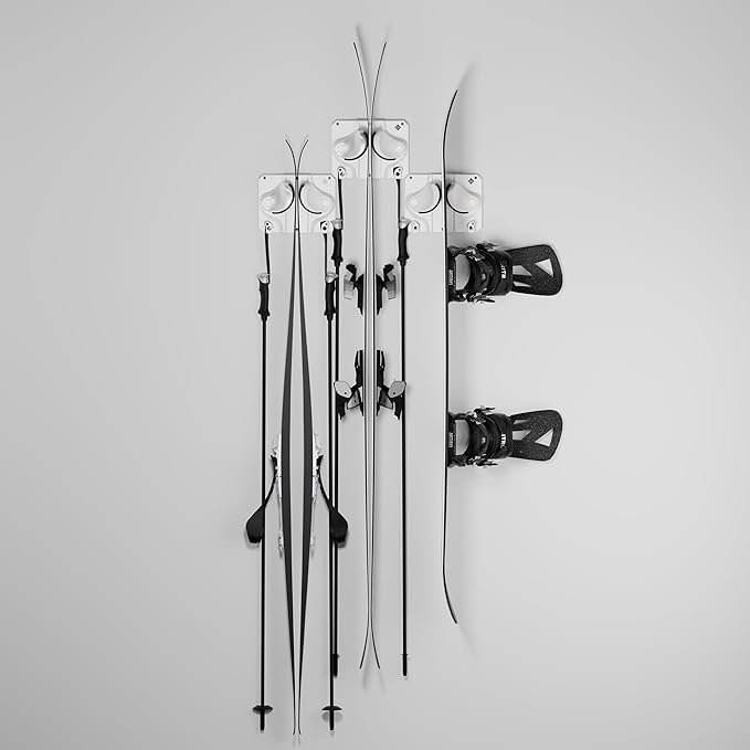 Ultimate Ski & Snowboard Wall Rack | Secure, Non-Slip Storage | Fits Any Ski/Board | Garage Organization | Ski Storage Rack | Snowboard Storage Rack | Winter Gear Organizer | 3 Pck