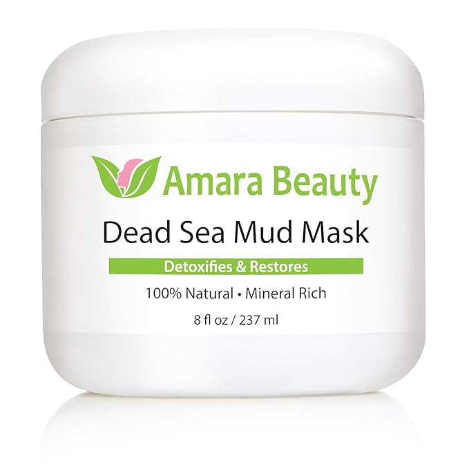 Amara Beauty Dead Sea Mud Mask for Face & Body - Pure Mud with No Fillers Detoxifies & Restores Healthy Skin - 8 oz.