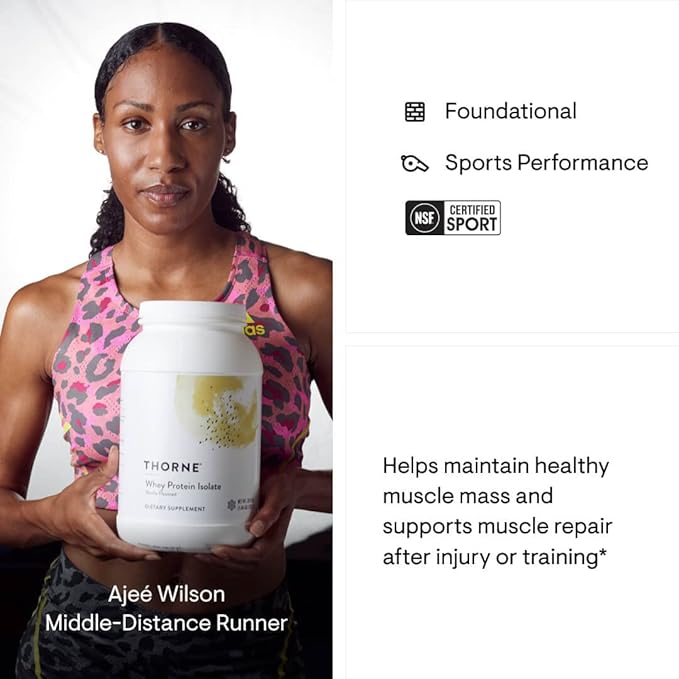 THORNE - Whey Protein Isolate - 21 Grams of Easy-to-Digest Whey Protein Powder - NSF Certified for Sport - Vanilla - 29.5 Ounces - 30 Servings