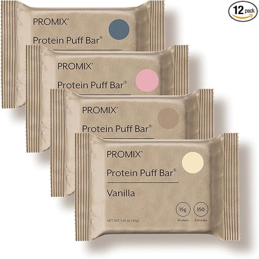 ProMix Nutrition Protein Puff Bars - Variety Pack - Vanilla, Chocolate, Strawberry, Blueberry