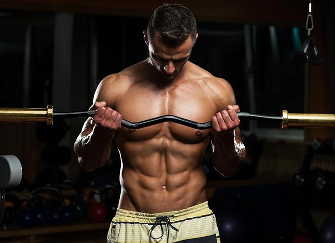 47" Olympic EZ Curl Bar 500-lbs Capacity Steel Barbell Suitable for 2" Weight Plates, 2-Inch Curl Bar for Weight Lifting,Hip Thrusts,Squat,Biceps-Home Gym Weight Bar