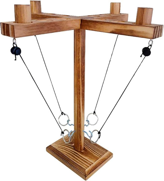 Ring Toss Games for Adults,Wooden Hook and Tossing Game,Hook and Ring Games 2-4-Player PK, Ring