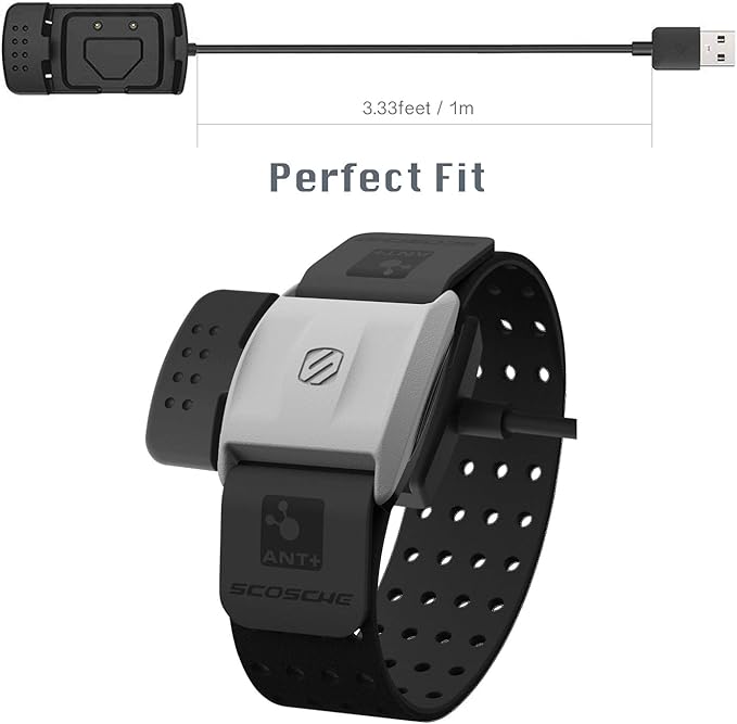 Scosche Rhythm+ Replacement Charger Dock, KELIFANG Replacement USB Charging Cradle Cable 1M Compatible with Scosche Rhythm Plus Heart Rate Monitor Armband Accessories, Black