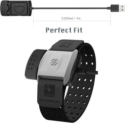 Scosche Rhythm+ Replacement Charger Dock, KELIFANG Replacement USB Charging Cradle Cable 1M Compatible with Scosche Rhythm Plus Heart Rate Monitor Armband Accessories, Black