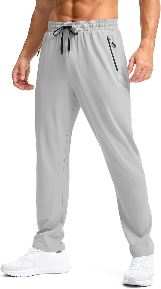 Pudolla Men's Lightweight Hiking Pants Quick-Dry Outdoor Sweatpants with Zipper Pockets for Casual