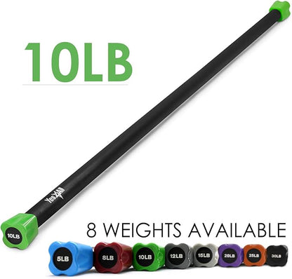 Yes4All Total Body Workout Weighted Bar, Resistance Band Bar, Racks for Strength Training, Exercise Bar for Yoga in Home and Gym - Single/Combo