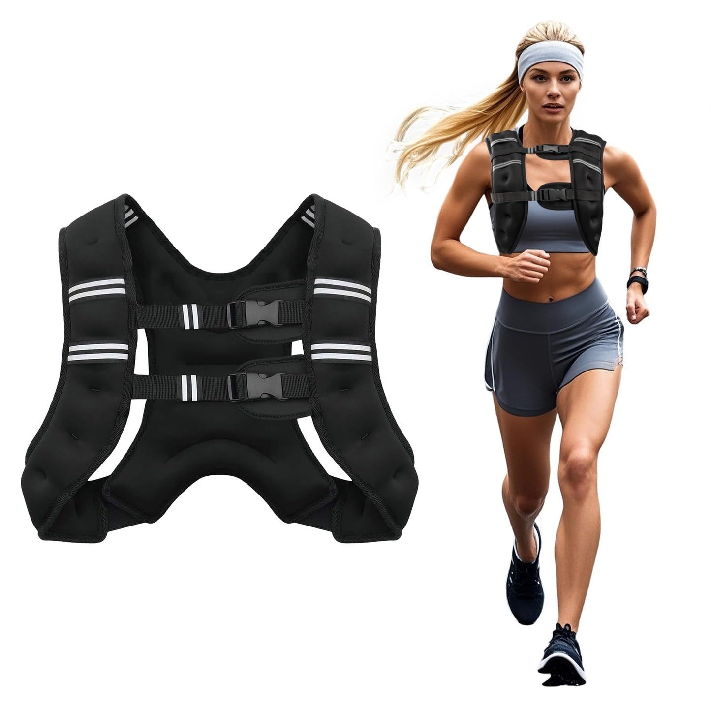 Poudee Weighted Vest, 12LB Weight Vest for Men Women, Body Weight Vests Adjustable with Reflective